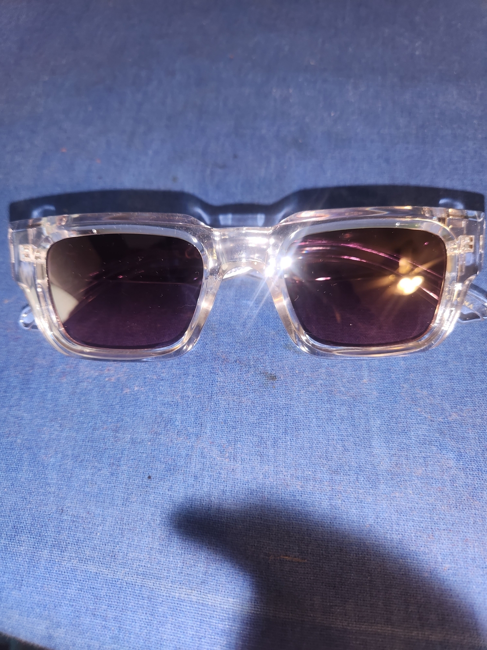 Clear Frame Sunglasses with Dark Purple Lenses Unisex